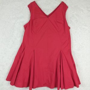 Jessica London Womens‎ Dress Skater Mini Red Pleated V Neck Sleeveless Plus 26